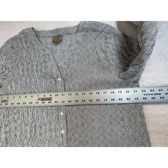 Chico's Womens Button-Front Blue & White Striped Tie-Hem Blouse Size 2 Casual - Picture 7 of 8